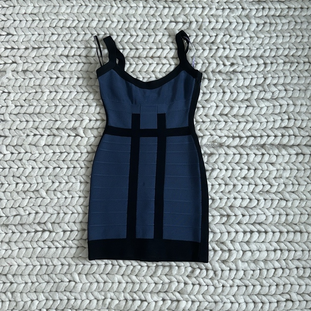 Herve Leger The Eliza Dress - Blue/Black - Never Worn - XS